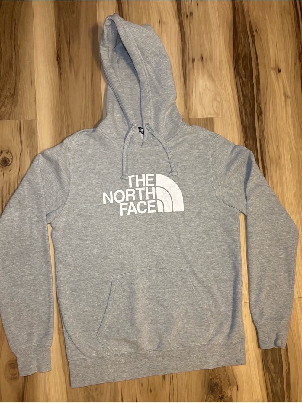 The North Face Men's Light Gray Hoodie with White Logo
